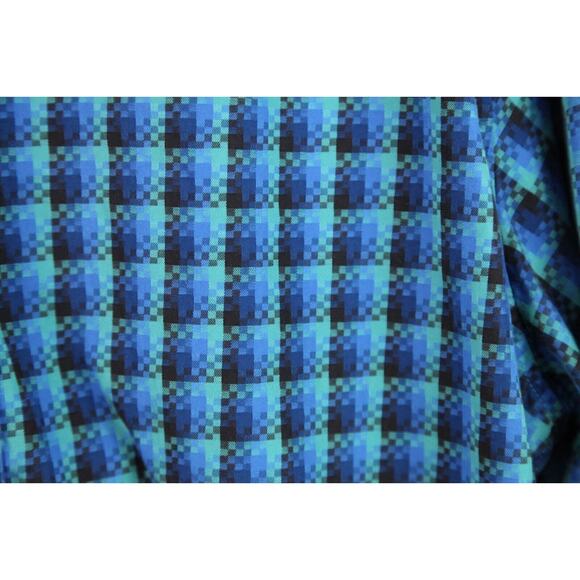 Robert Graham 2XL XXL Blue geometric Check Flip Cuff Classic Fit Cotton Shirt - Picture 6 of 11